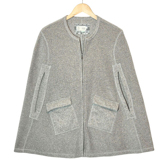 Anthropologie Saturday Sunday Gray Zip Front Cape Poncho Chic Fall Layering S - Picture 14 of 14